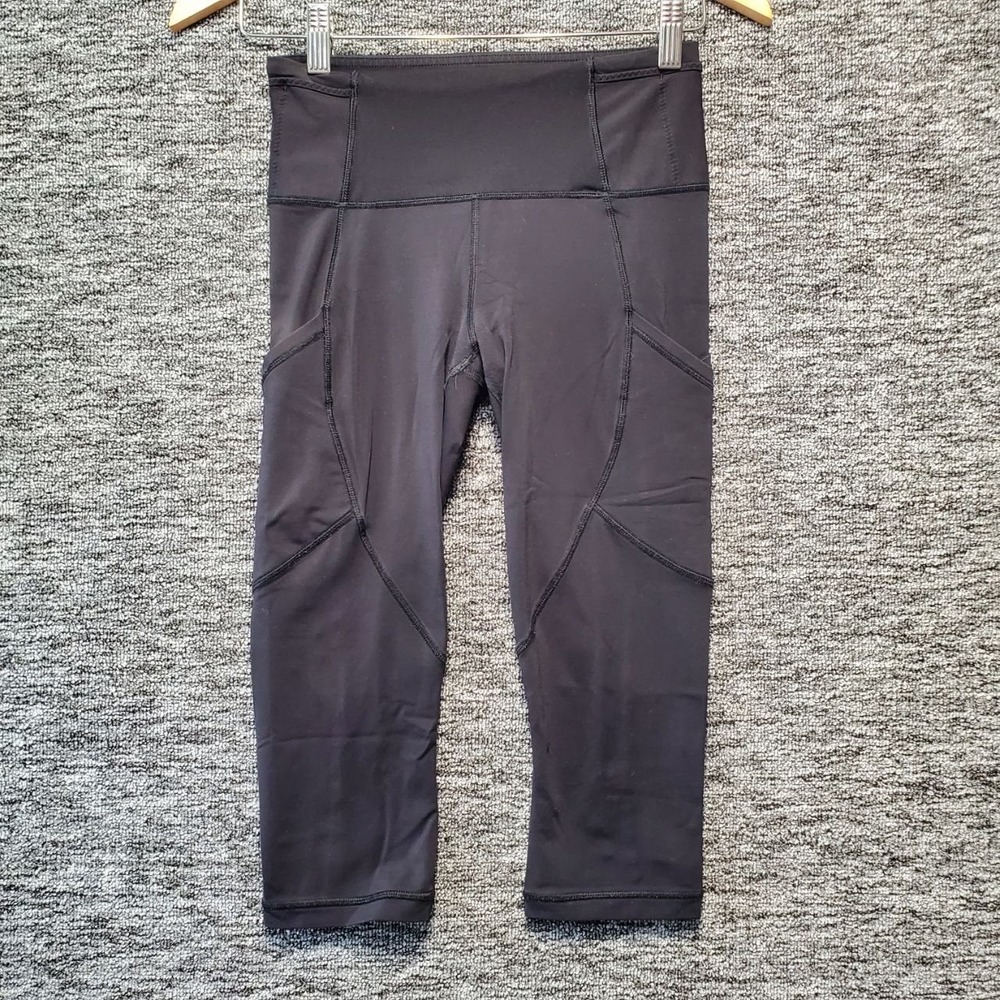 Lululemon Leggings Womens 4 Black High Rise Cropped Pockets Athletic Yoga